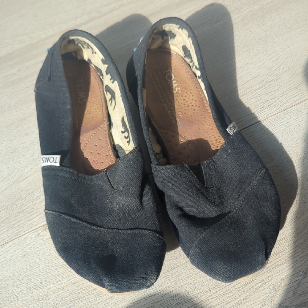 TOMS Kids Black Moccasin Slip-Ons